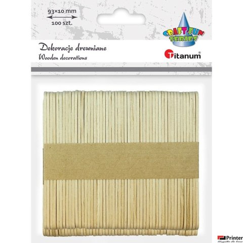 Patyczki drewniane naturalne (100) 9,3cm 361577 TITANUM