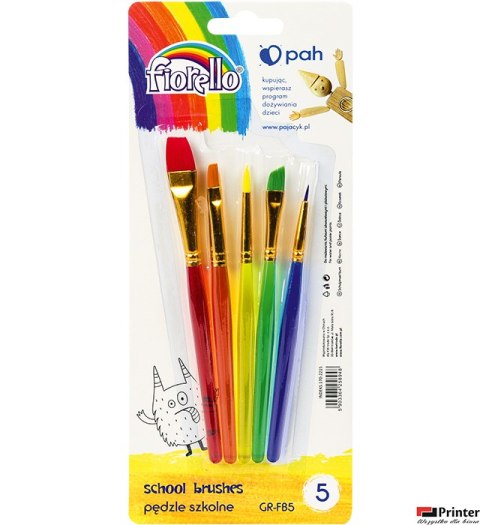 Pędzle szkolne 5szt. różne kształty GR-FB5 FIORELLO 170-2215