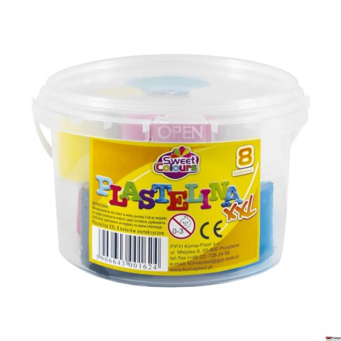 Plastelina xxl 8-kolorowa,wiaderka 0,5 kg Sweet Colours 01624 KOMA-PLAST