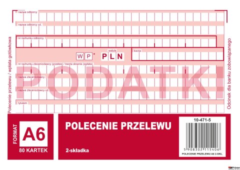 471-5 Podatki Polecenie Przelewu MICHALCZYK&PROKOP A6 80 kartek