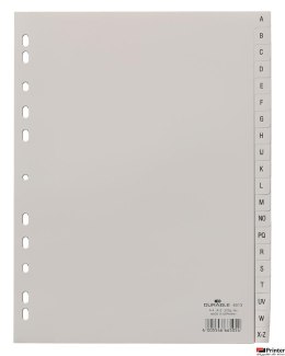 Przekładki PP A4 szare, nadruk indeks, A-Z 20 części Szary 651310 DURABLE