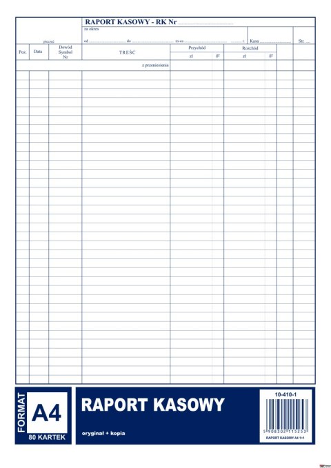 410-1 Raport Kasowy A4 80 kartek MICHALCZYK I PROKOP