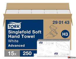 Ręcznik składny Universal ZZ biały 2 warstwy 3750 szt./kart H3 TORK 290143, 15x250