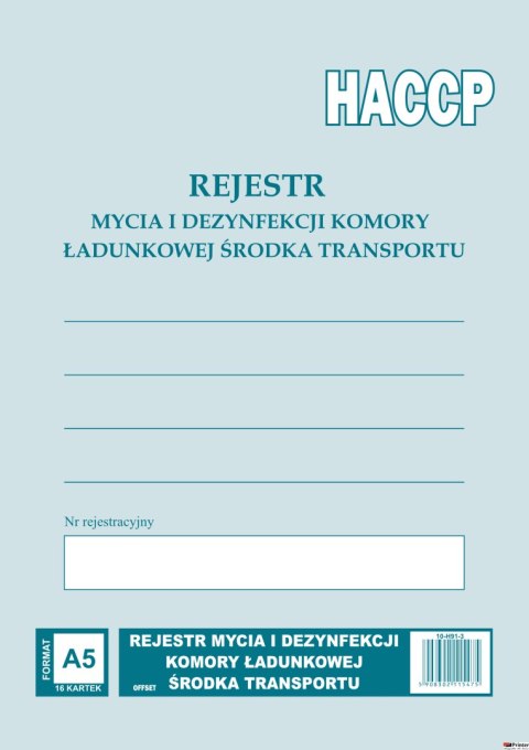 H-91-3 Rejestr mycia i dezynfekcji komory ładunkowej MICHALCZYK