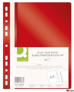 Skoroszyt Q-CONNECT, PP, A4, standard, 120/170mikr., wpinany, czerwony KF15666