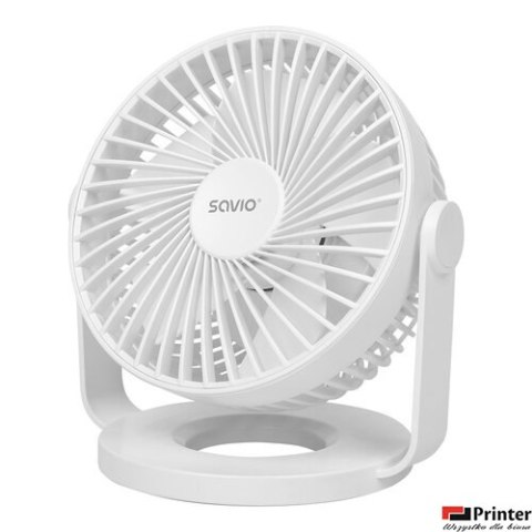 Wentylator biurkowy z akumulatorem USB-C, biały, 1200MAH 5W SAVIO AD-01