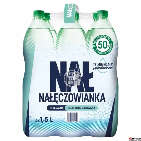 Woda NAŁĘCZOWIANKA mocniejszy gaz 1.0L butelka PET zgrzewka 6 szt.