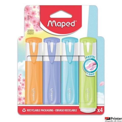 Zakreślacz Classic New Pastel mix kolorów 4 szt kartonowe etui 742510 Maped