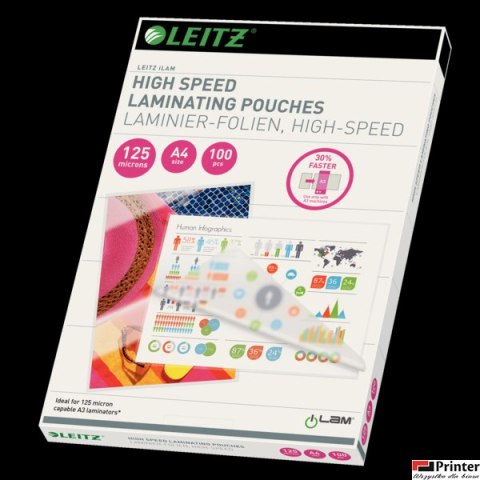 Folia do laminacji Speed A4 125 mic. Leitz 100 szt., 74300002 (X)