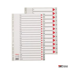 Przekładki plastikowe szare PP alfabetyczne A4 Esselte, A-Z maxi, 100129