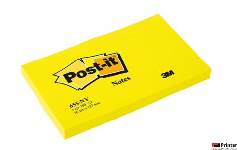Bloczek samoprzylepny POST-IT_ (655N), 127x76mm, 1x100 kart., jaskrawy żółty