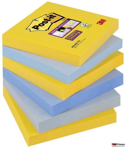 Bloczek samoprzylepny POST-IT_ Super Sticky (654-6SS-NY), 76x76mm, 6x90 kart., new york