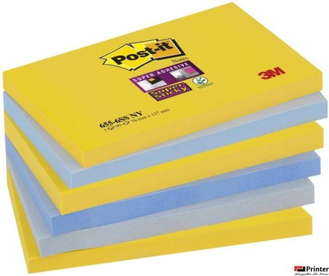 Bloczek samoprzylepny POST-IT_ Super sticky (655-6SS-NY), 127x76mm, 6x90 kart., new york