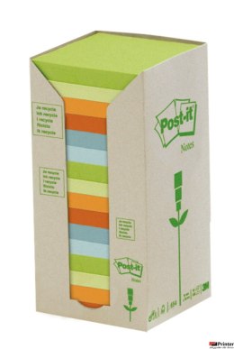 Bloczek samoprzylepny ekologiczny POST-IT_ (654-1RPT), 76x76mm, 16x100 kart., pastelowy