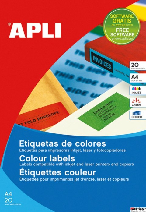 Etykiety 01602 210*297 zielon e (20ark.) APLI