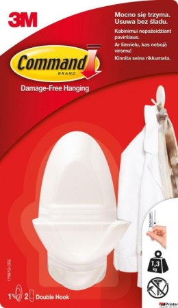 Hak łazienkowy COMMAND_ (17087), podwójny, duży, biały