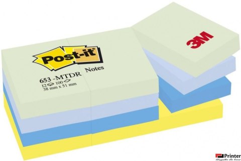 Karteczki samoprzylepne POST-IT_ (653-MTDR) Marzycielskie, 38x51mm, 12x100 kart., mix kolorów (X)