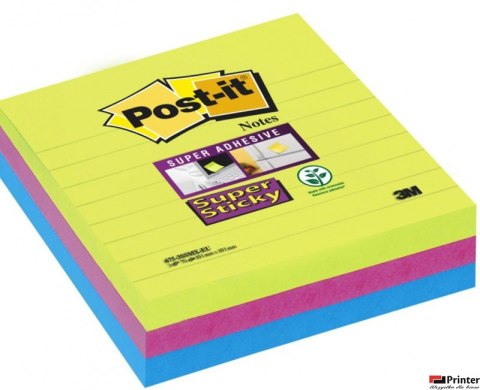Karteczki_samoprzylepne POST-IT Super Sticky XL w linię (675-3SSMX), 101x10, 1mm, 3x70 kart., paleta marrakesz, 3M-70005