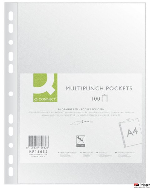 Koszulka na dok. PP Q-CONNECT 40 mikr. groszkowa A4/100szt. transp. KF15632