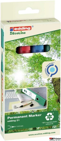 Markery EDDING permanentne ekologiczne 4 kol. etui okr.końc. 21/4s ed