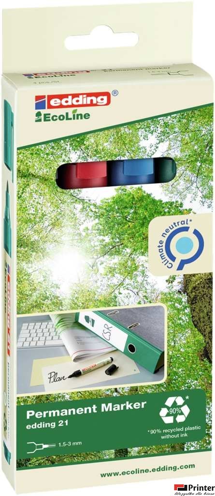 Markery EDDING permanentne ekologiczne 4 kol. etui okr.końc. 21/4s ed