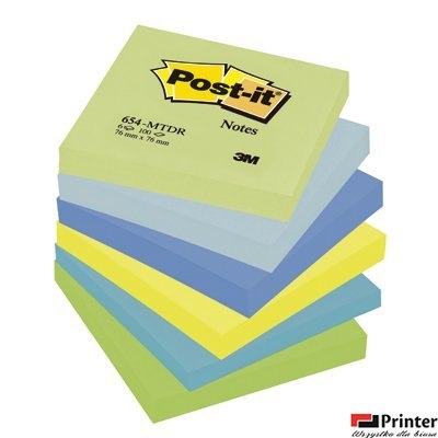 Nowy indeks blk3996 Bloczek samoprzylepny 76x76 6szt. 654-MTDR POST-IT 3M paleta marzycielska (X)