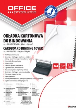 Okładki do bindowania , karton, A4, 250gsm, błyszczące, 100szt., białe, typu OFFICE PRODUCTS 20232515-14
