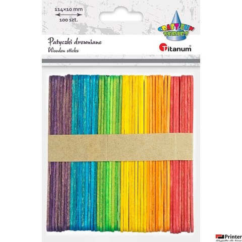 Patyczki drewniane mix kolorów (100) 11,4cm 361574 TITANUM 50 kolorowych + 50 naturalnych