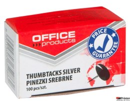 Pinezki klasyczne , 100szt., srebrne, typu OFFICE PRODUCTS 18195013-19