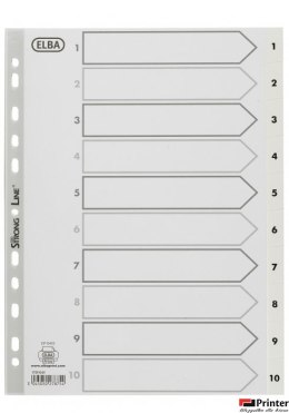 Przekładki numeryczne A4 MAXI 1-10, białe, polipropylenowe, OXFORD 100204765
