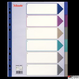 Przekładki plastikowe Multicolor PP, A4 Maxi - 6 kart Esselte, 20647 (X)