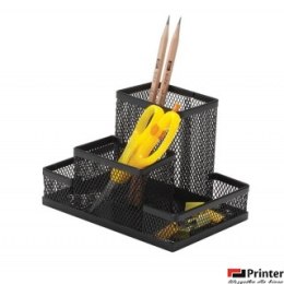 Przybornik na biurko siatka metalowy 4 komory czarny 153x103x100mm KF15112