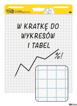 Samoprzylepne arkusze konferencyjne Post-it_ Super Sticky, na flipchart, 63,5x76,2cm, w kratkę do wykresów, 30 kart., białe