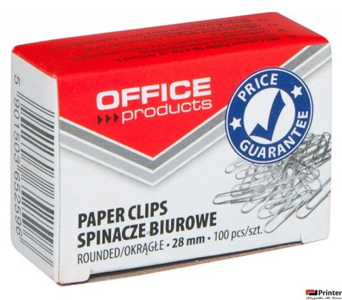 Spinacze okrągłe , 28mm, 100szt., srebrne, typu OFFICE PRODUCTS 18082815-19