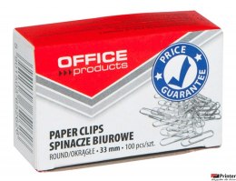 Spinacze okrągłe , 33mm, 100szt., srebrne, typu OFFICE PRODUCTS 18083315-19
