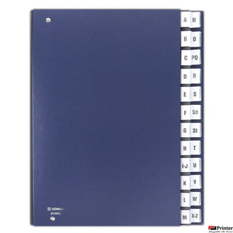 Teczka korespondencyjna DONAU, karton, A4, A-Z, granatowa, 8694001-18