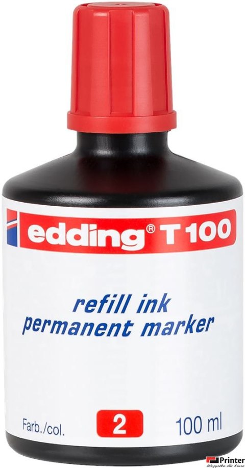 Tusz do markerów permanentnych 100 ml czerwony Edding T100/001/CZ