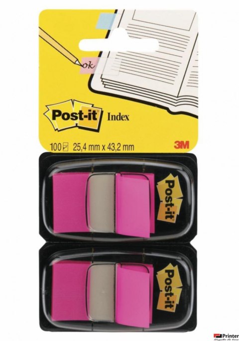 Zakładki indeksujące POST-IT_ (680-BP2EU), PP, 25,4x43,2mm, 2x50 kart., jaskraworóżowe