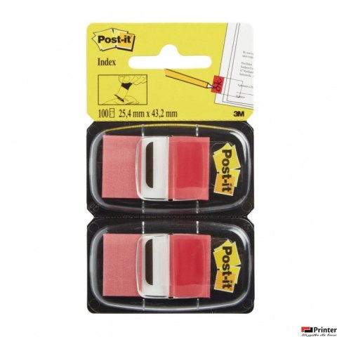 Zakładki indeksujące POST-IT_ (680-R2EU), PP, 25,4x43,2mm, 2x50 kart., czerwone