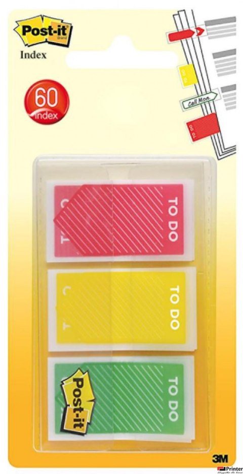 Zakładki indeksujące POST-IT_ (682-TODO), PP, 23,8x43,2mm, 3x20 kart., mix kolorów