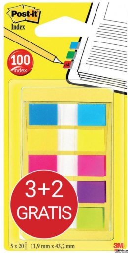 Zakładki indeksujące POST-IT_ (683-5CBP), 11,9mmx43,1mm, 3x20+2x20, mix kolorów