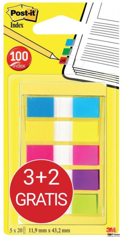 Zakładki indeksujące POST-IT_ (683-5CBP), 11,9mmx43,1mm, 3x20+2x20, mix kolorów