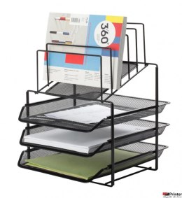 Zestaw na biurko Q-CONNECT OFFICE SET, metal, z sorterem dokumentów 3 szufladki, czarny