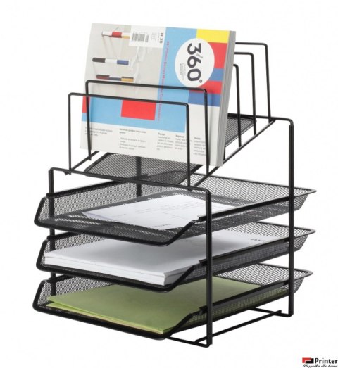 Zestaw na biurko Q-CONNECT OFFICE SET, metal, z sorterem dokumentów 3 szufladki, czarny