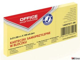 Bloczek samoprzylepny , 38x51mm, 1x100 kart., pastel, jasnożółty, typu OFFICE PRODUCTS 14047411-06