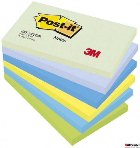 Bloczek samoprzylepny POST-IT_ (655-MTDR), 127x76mm, 6x100 kart., paleta marzycielska
