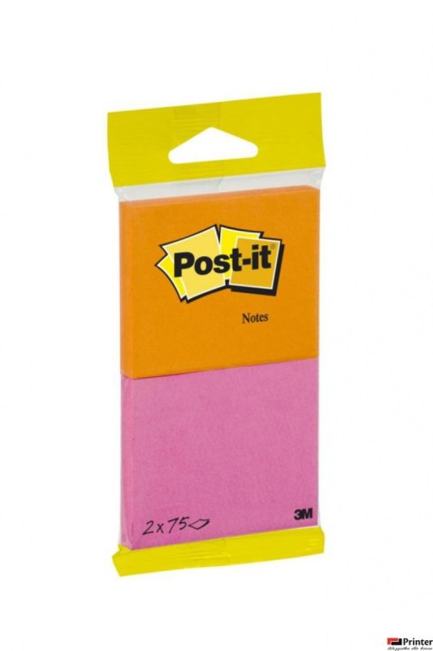 Bloczek samoprzylepny POST-IT_ (6720-PO),76x63,5mm, 2x75 kart., zawieszka, pomarańczowo-różowy