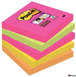 Bloczek samoprzylepny POST-IT_ Super Sticky (654S-N), 76x76mm, 5x90 kartek, neonowe