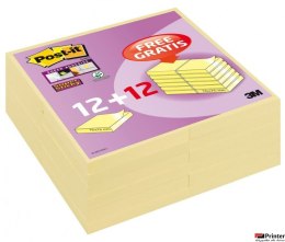 Bloczek samoprzylepny POST-IT_ Super Sticky (654SSCYP12+12), 76x76mm, 12+12x90 kart., żółty, 3M-UU001601150