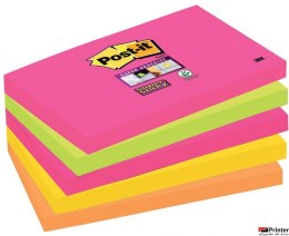 Bloczek samoprzylepny POST-IT Super Sticky (655S-N), 127x76mm, 5x90 kartek, neonowe